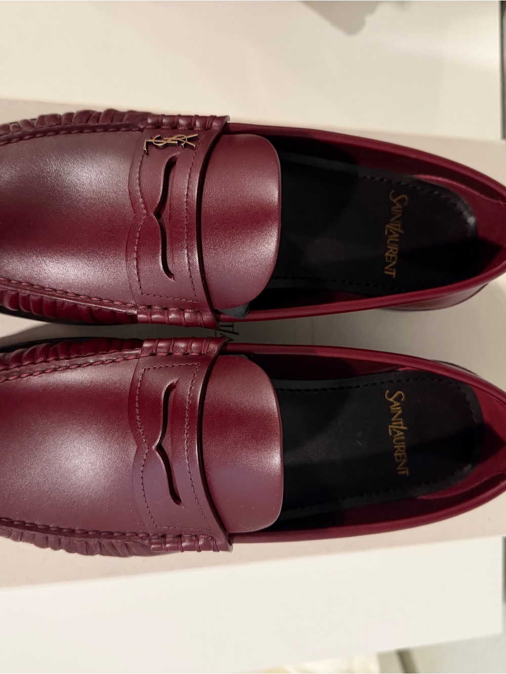 Saint Laurent women’s  Burgundy Leather Penny Loafers